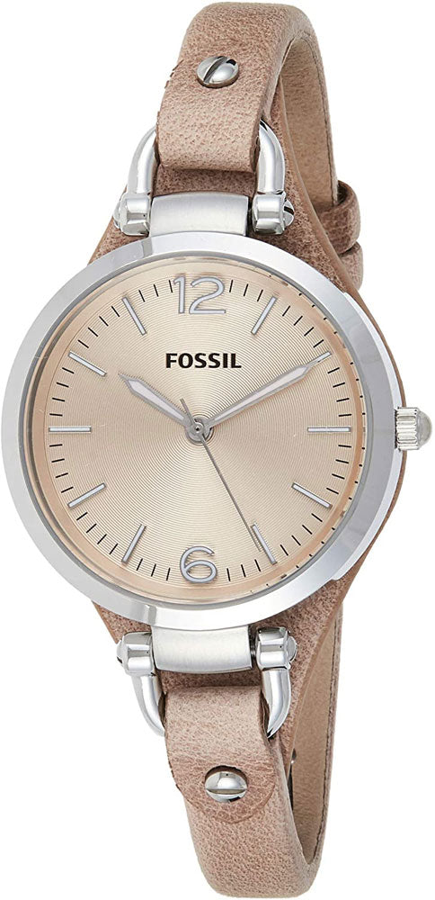Fossil Georgia Bone Grey Dial Beige Leather Strap Watch for Women - ES2830