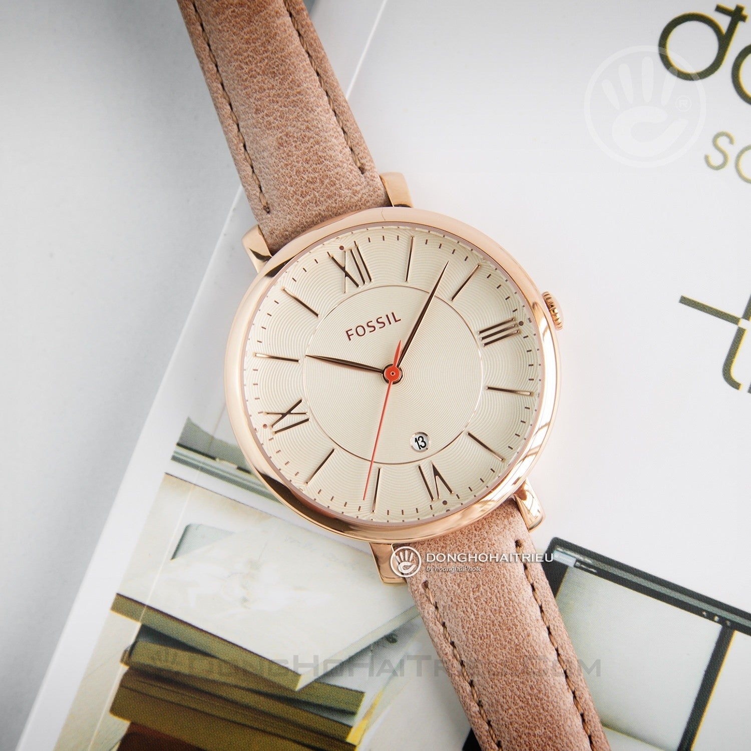 Fossil Jacqueline White Dial Brown Leather Strap Watch for Women - ES3487