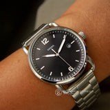 Fossil The Commuter Black Dial Silver Steel Strap Watch for Men - FS5391