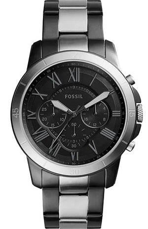 Fossil Grant Chronograph Black Dial Two Tone Steel Strap Watch for Men - FS5269