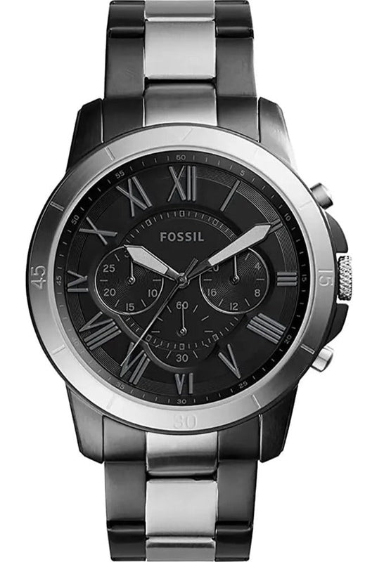 Fossil Grant Chronograph Black Dial Two Tone Steel Strap Watch for Men - FS5269