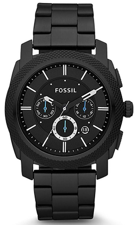 Fossil Machine Chronograph Black Dial Black Steel Strap Watch for Men - FS4552