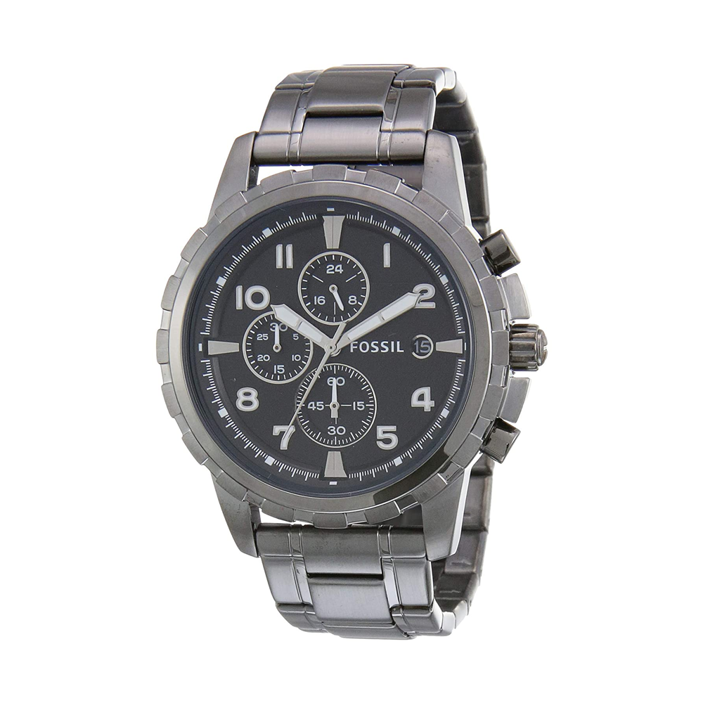 Fossil Dean Chronograph Black Dial Black Steel Strap Watch for Men - FS4721