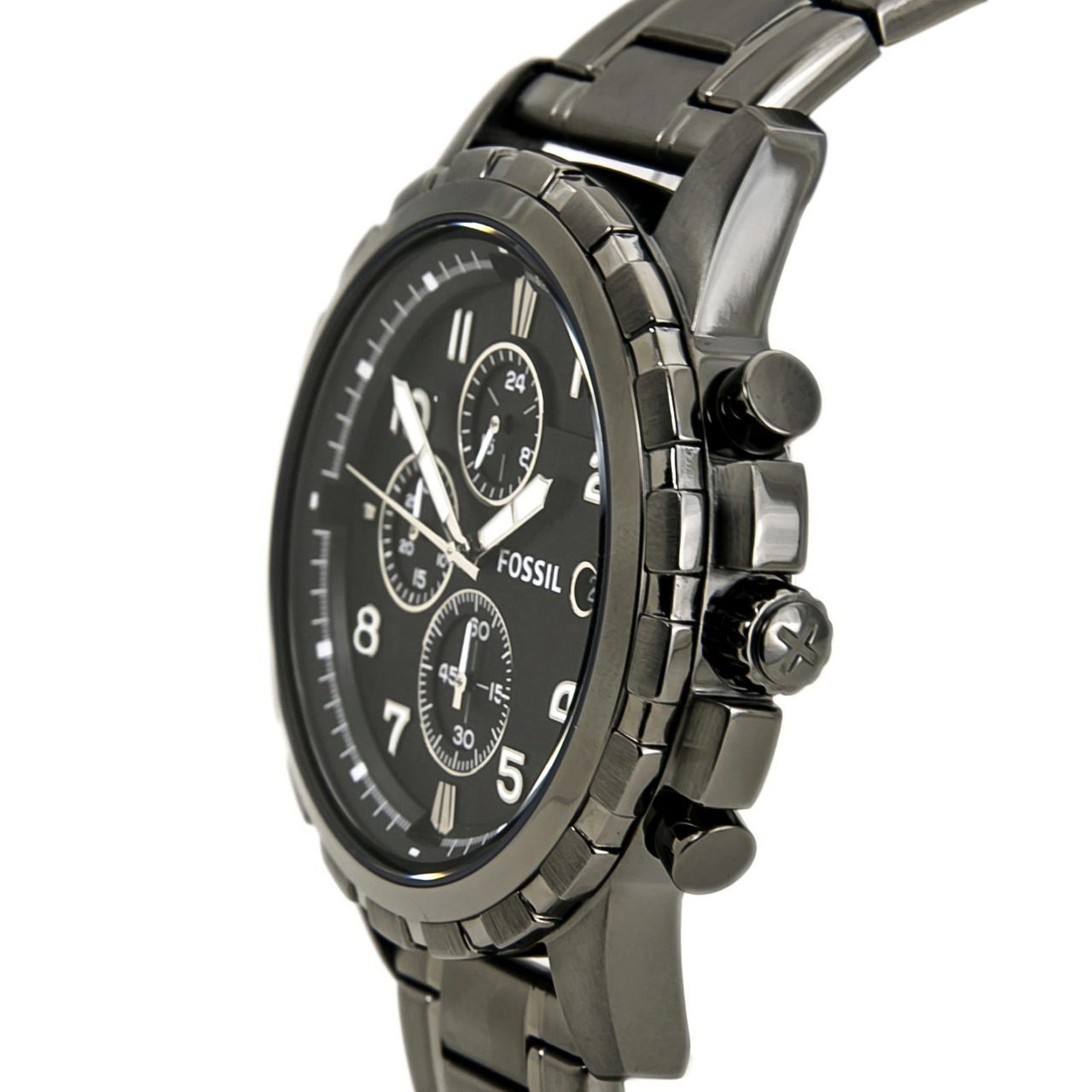 Fossil Dean Chronograph Black Dial Black Steel Strap Watch for Men - FS4721