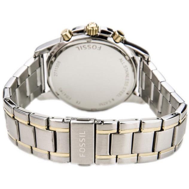 Fossil Dean Chronograph White Dial Silver Steel Strap Watch for Men - FS4795