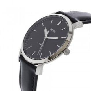 Fossil The Minimalist Three Hand Black Dial Black Leather Strap Watch for Men - FS5398
