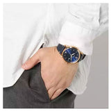 Fossil The Commuter Blue Dial Blue Leather Strap Watch for Men - FS5404