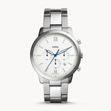 Fossil Neutra Chronograph White Dial Silver Steel Strap Watch for Men - FS5433