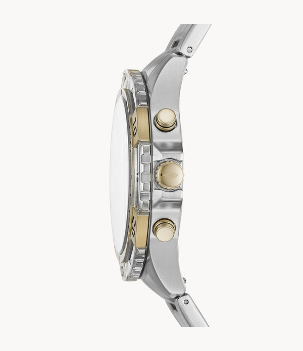 Fossil Garrett Analog Black Dial Two Tone Steel Strap Watch for Men - FS5771