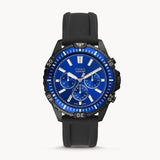 Fossil Garrett Chronograph Blue Dial Black Rubber Strap Watch for Men - FS5695