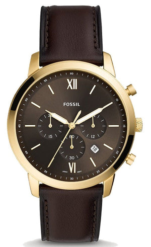 Fossil Neutra Chronograph Brown Dial Brown Leather Strap Watch for Men - FS5763