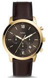 Fossil Neutra Chronograph Brown Dial Brown Leather Strap Watch for Men - FS5763