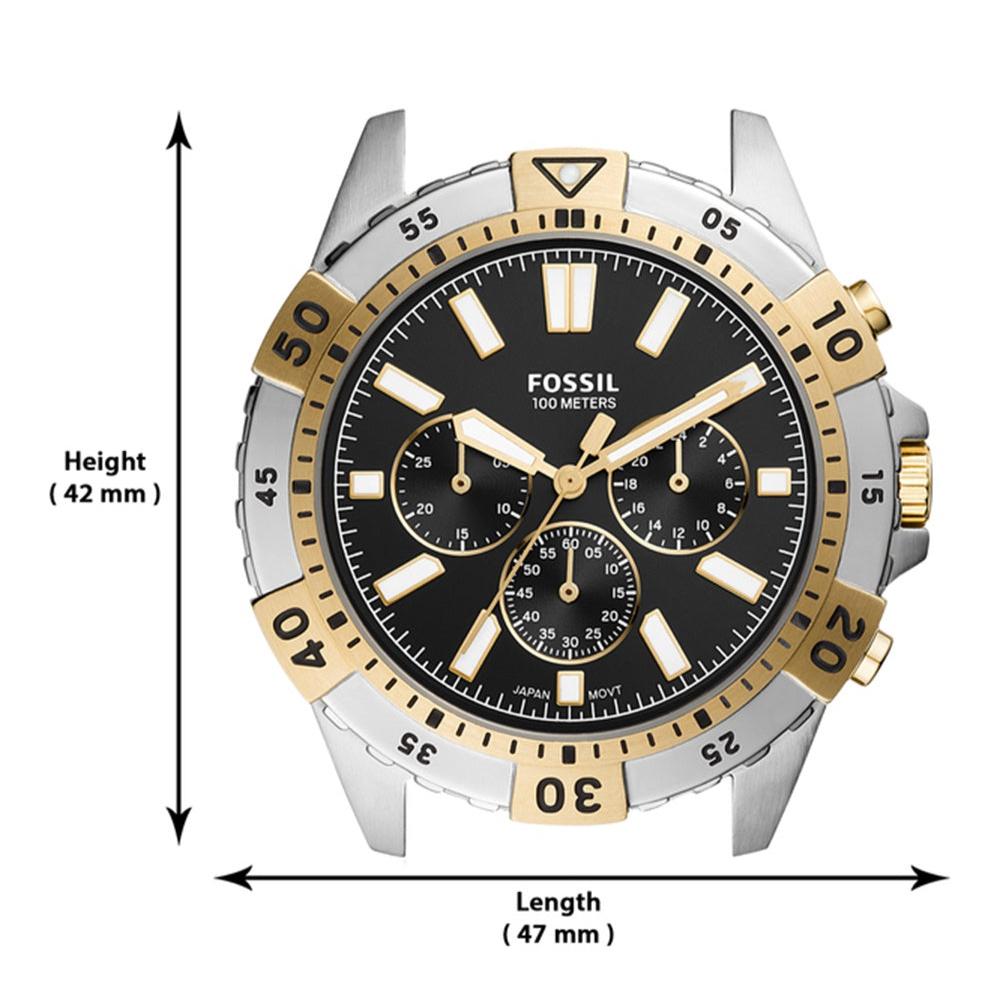 Fossil Garrett Analog Black Dial Two Tone Steel Strap Watch for Men - FS5771
