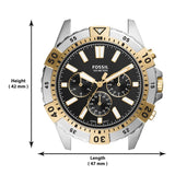 Fossil Garrett Analog Black Dial Two Tone Steel Strap Watch for Men - FS5771