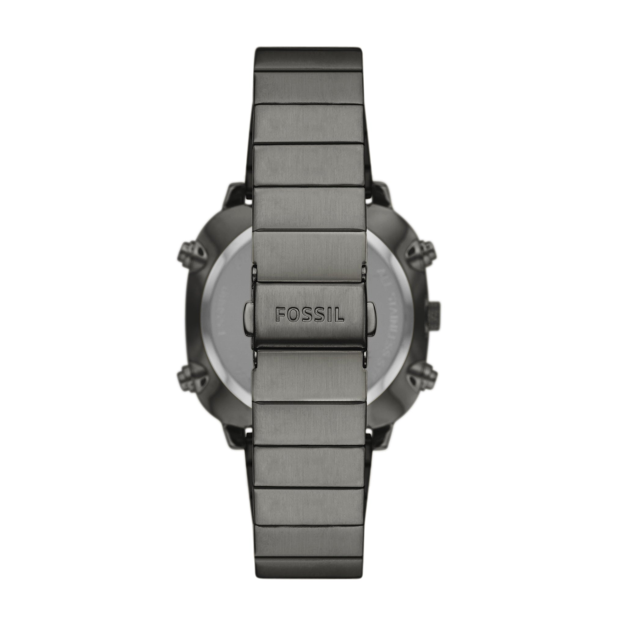 Fossil Retro Analog-Digital Black Dial Grey Steel Strap Watch for Men - FS5892