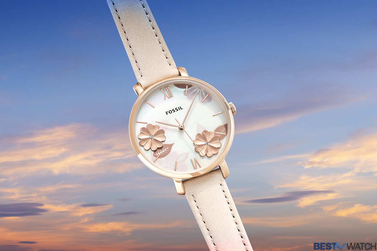 Fossil Jacqueline Three Hand Mother of Pearl Dial Pink Leather Strap Watch for Women - ES4671