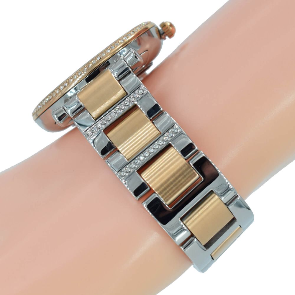 Fossil Carlie Silver Dial Two Tone Steel Strap Watch for Women - ES4342