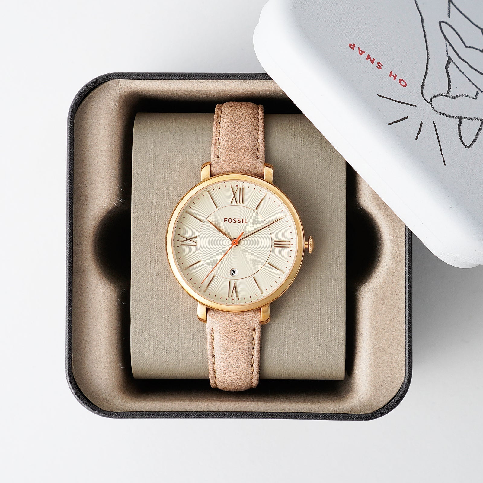 Fossil Jacqueline White Dial Brown Leather Strap Watch for Women - ES3487