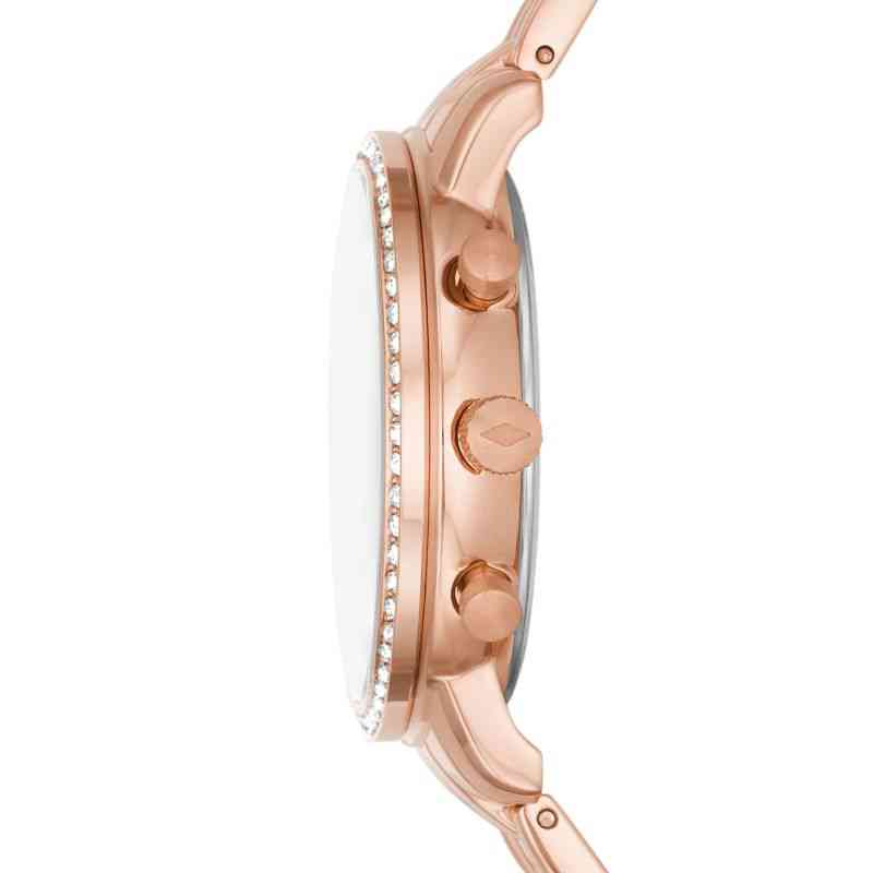 Fossil Neutra Chronograph Mother of Pearl Brown Dial Rose Gold Steel Strap Watch for Women - ES5218