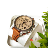 Fossil Original Boyfriend Sport Chronograph Beige Dial Brown Leather Strap Watch for Women - ES4046