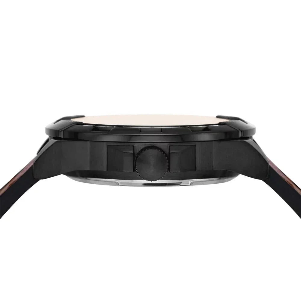 Fossil Bronson Automatic Skeleton Black Dial Brown Leather Strap Watch for Men - ME3219