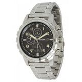 Fossil Dean Chronograph Black Dial Silver Steel Strap Watch for Men - FS4542