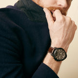 Fossil Grant Chronograph Brown Dial Brown Leather Strap Watch for Men - FS5088