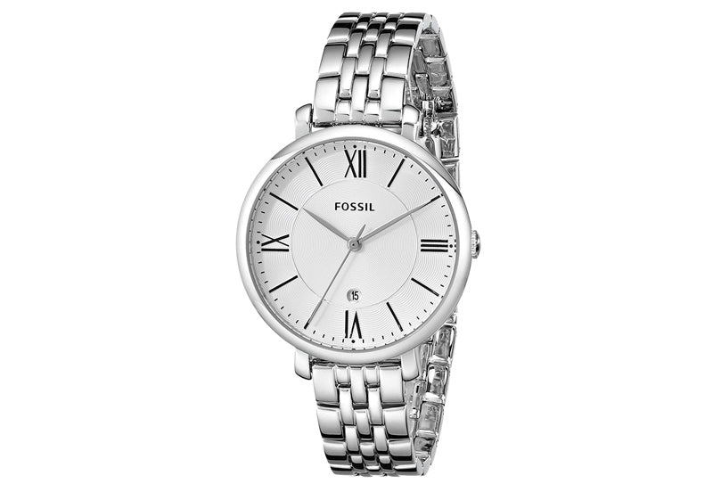 Fossil Jacqueline White Dial Silver Steel Strap Watch for Women - ES3698