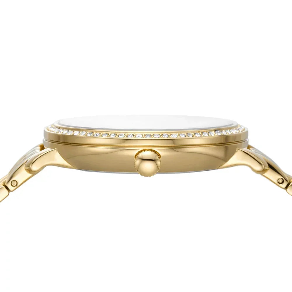 Fossil Jacqueline Moonphase Mother of Pearl Dial Gold Steel Strap Watch for Women - ES5167