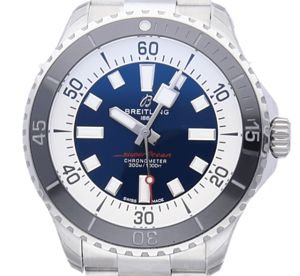 Breitling Superocean Automatic 44mm Blue Dial Silver Steel Strap Watch for Men - A17376211C1A1