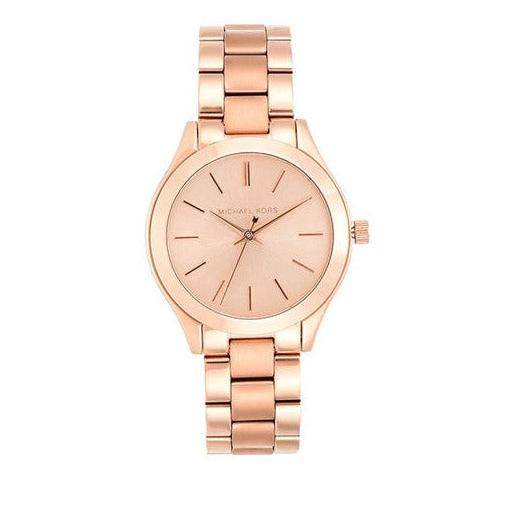 Michael Kors Slim Runway Rose Gold Dial Rose Gold Steel Strap Watch for Women - MK3513