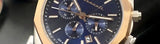 Maserati Stile Chronograph Blue Dial Rose Gold Two Tone Strap Watch For Men - R8873642002