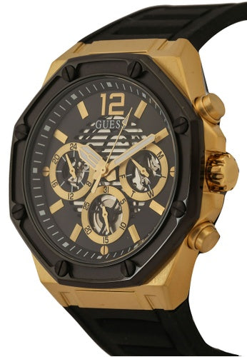 Guess Momentum Black Dial Black Rubber Strap Watch for Men - GW0263G1