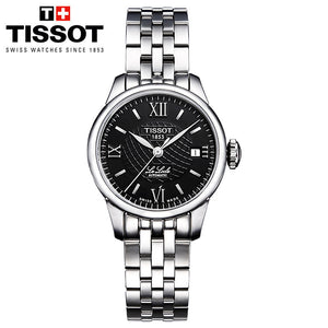 Tissot Le Locle Automatic Small Lady Black Dial Silver Steel Strap Watch For Women - T41.1.183.53
