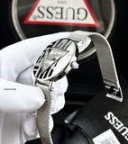 Guess Iconic Quartz Silver Dial Silver Mesh Bracelet Watch For Women - GW0527L1