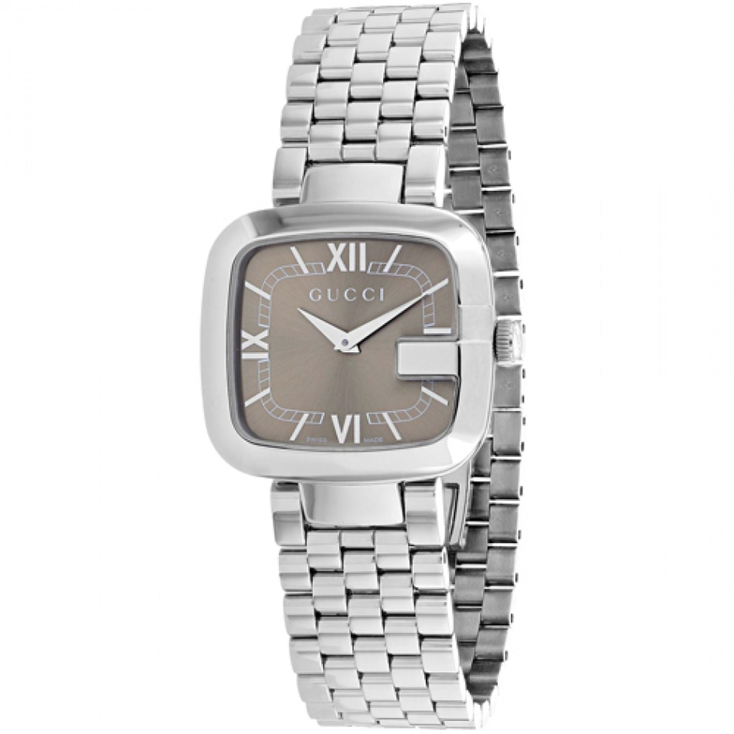 Gucci G-Gucci Brown Dial Silver Steel Strap Watch For Women - YA125413