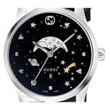 Gucci G-Timeless Moonphase Black Dial Black Leather Strap Watch For Men - YA126327