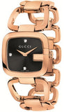 Gucci G Gucci Diamonds Black Dial Rose Gold Steel Strap Watch For Women - YA125409
