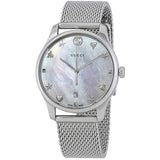Gucci G-Timeless Mother of Pearl Dial Silver Mesh Bracelet Watch For Women - YA1264040