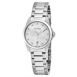 Gucci G Timeless Diamonds Mother of Pearl Dial Silver Steel Strap Watch For Women - YA126542