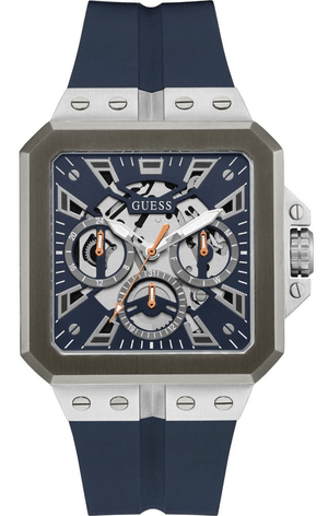 Guess Leo Chronograph Navy Blue Dial Blue Silicone Strap Watch For Men - GW0637G1