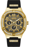 Guess Duke Crystals Black Dial Black Silicone Strap Watch For Men - GW0641G2