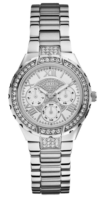 Guess Viva Quartz Silver Dial Silver Steel Strap Watch For Women - W0111l1