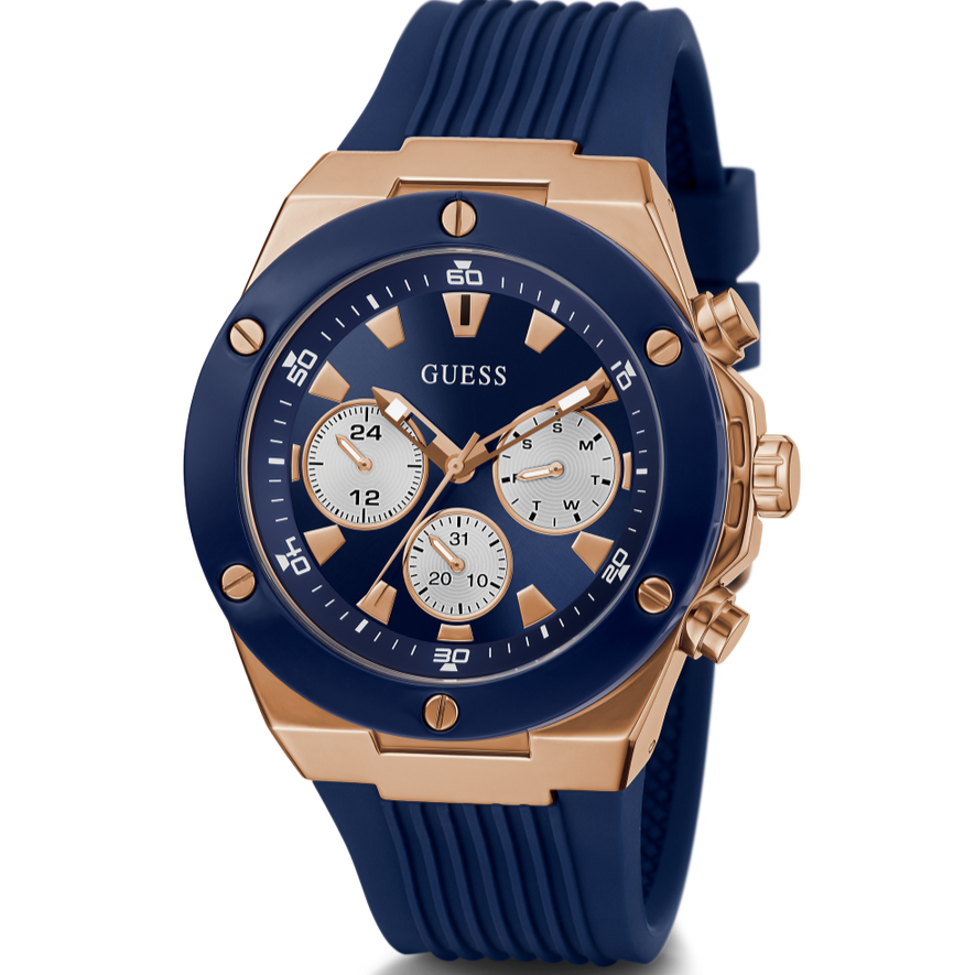Guess Poseidon Blue Dial Blue Rubber Strap Watch for Men - GW0057G2