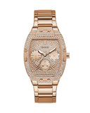 Guess Raven Diamonds Rose Gold Dial Rose Gold Steel Strap Watch for Women - GW0104L3