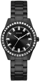 Guess Sparkler Diamonds Black Dial Black Steel Strap Watch for Women - GW0111L4