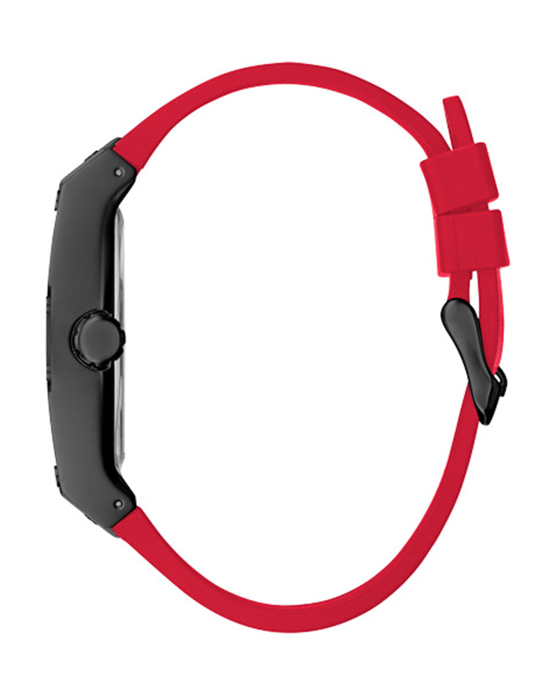 Guess Phoenix Multifunction Black Dial Black & Red Rubber Strap Watch for Men - GW0202G7