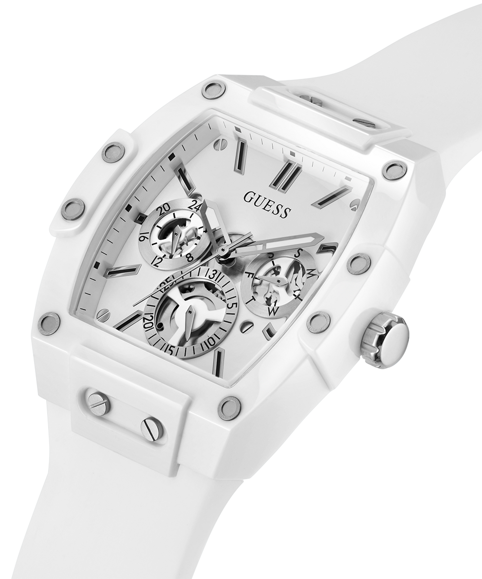 Guess Phoenix Multifunction White Dial White Rubber Strap Watch for Men - GW0203G2