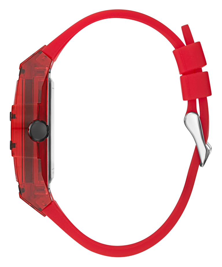 Guess Phoenix Multifunction Black Dial Red Rubber Strap Watch for Men - GW0203G5