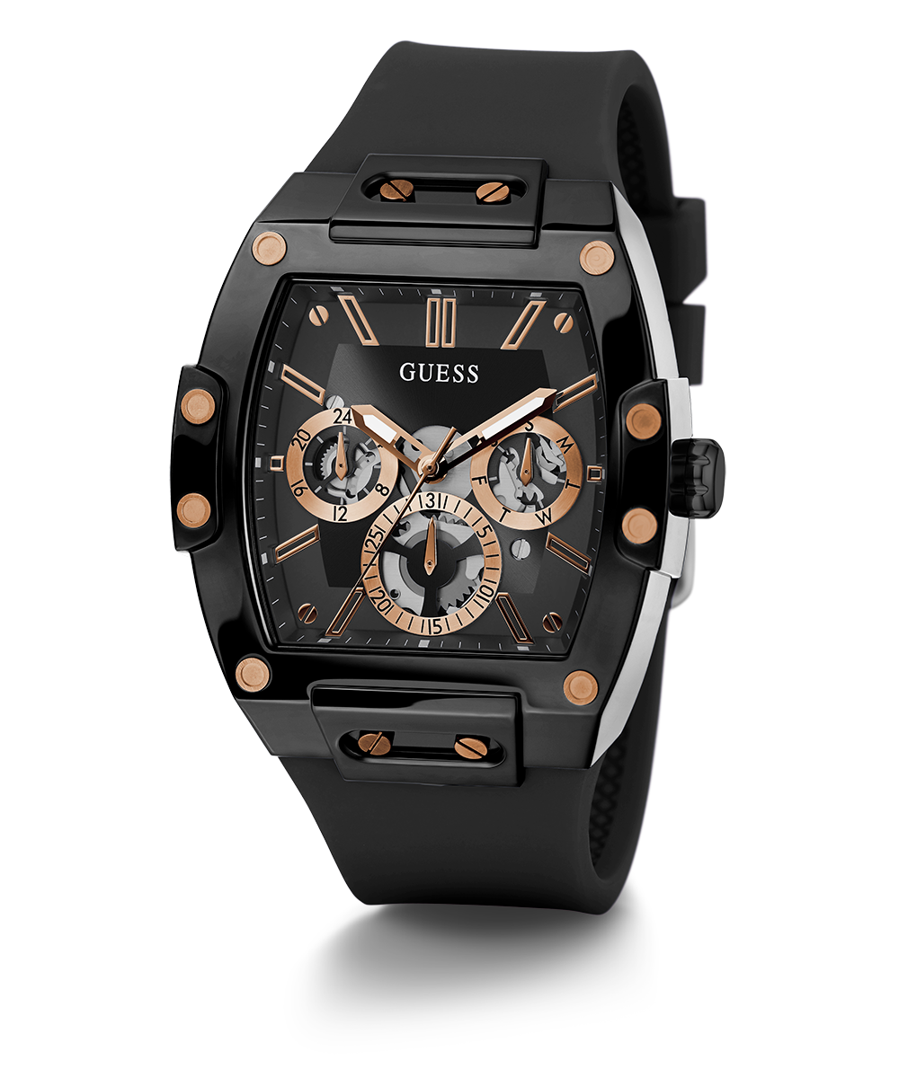 Guess Phoenix Multifunction Black Dial Black Silicone Strap Watch For Men - GW0203G8
